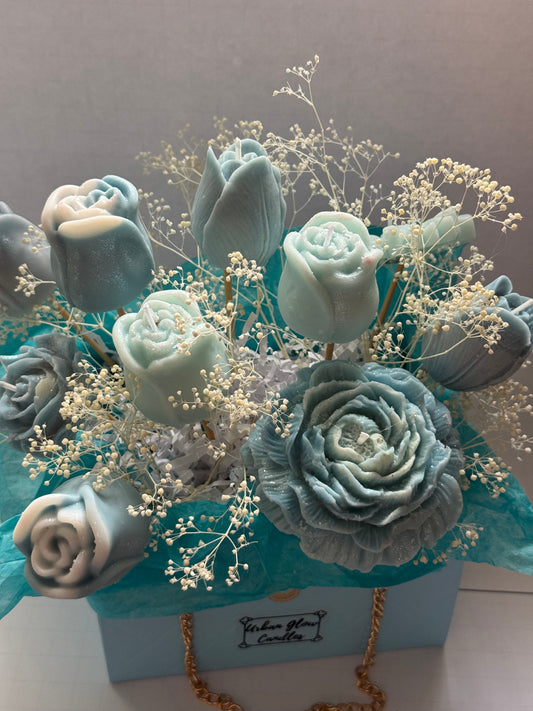 Baby Blue Wax Floral Bouquet