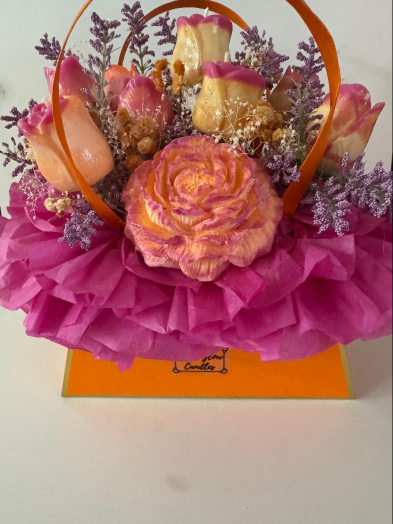 Fushia & Orange Wax Flower Bouquet