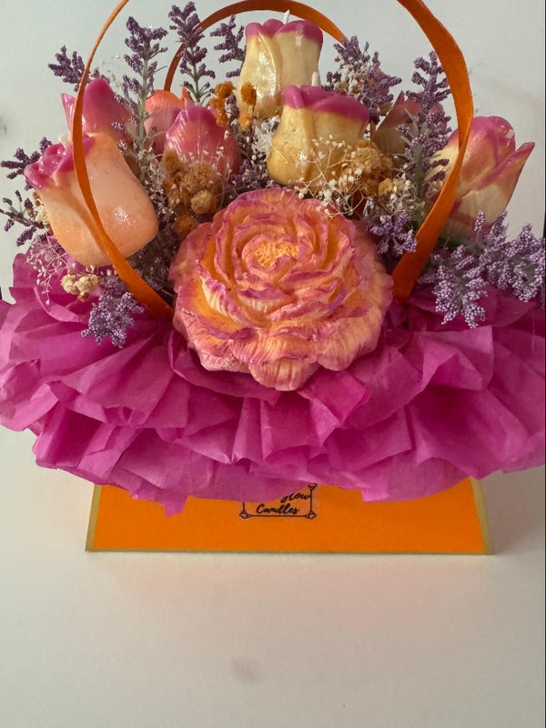 Fushia & Orange Wax Flower Bouquet